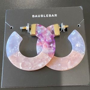 New w/ tag Bauble Bar acrylic tri-color hoop earrings